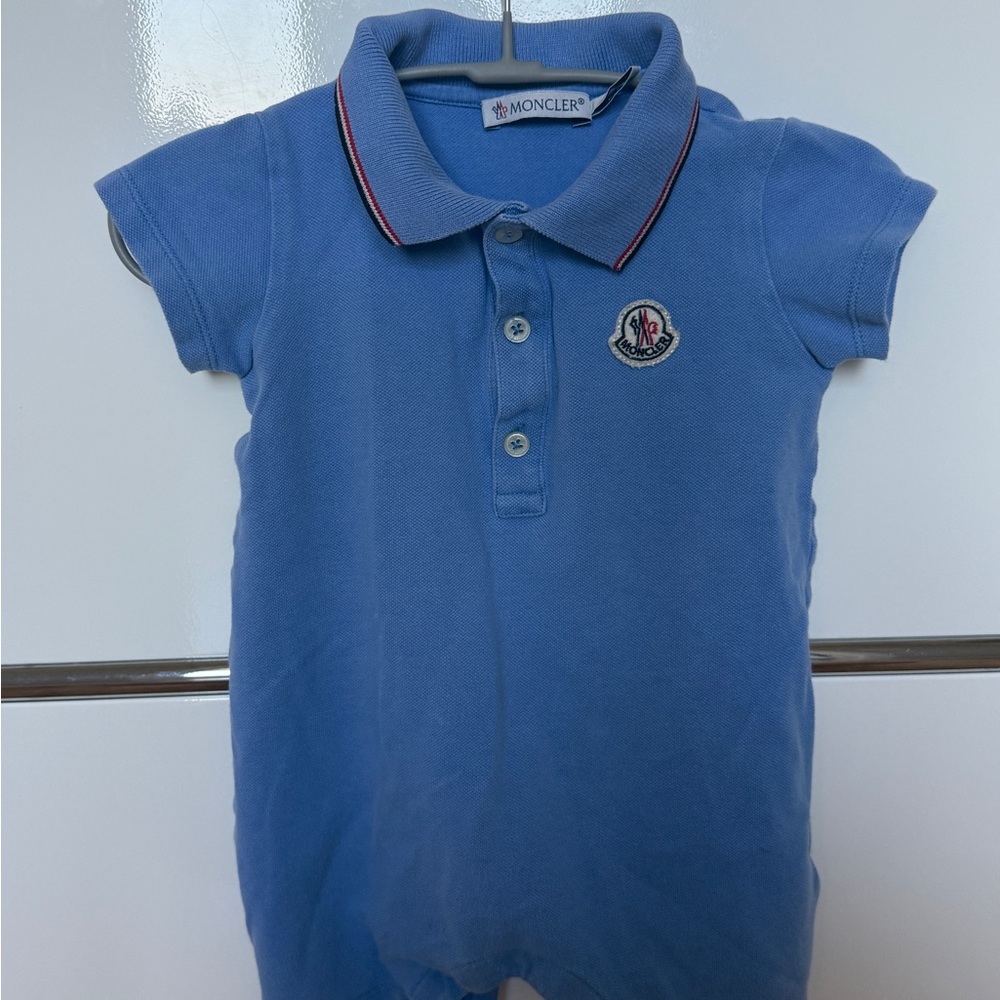 Moncler Kids Blue Polo Romper 9-12 months